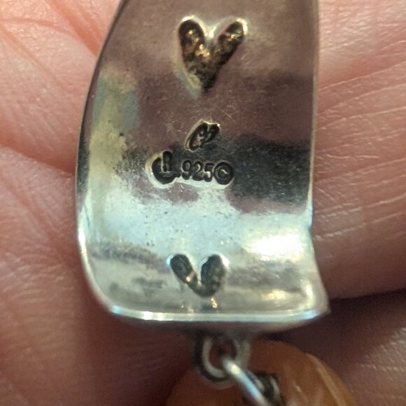 Carolyn Pollack sterling silver earrings with etched heart design and carved car - Picture 3 of 3